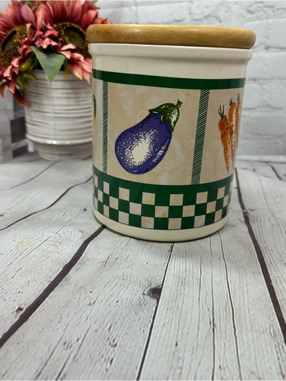 vtg 90s Himark vegetable medley large Canister cottage country farmhouse retro